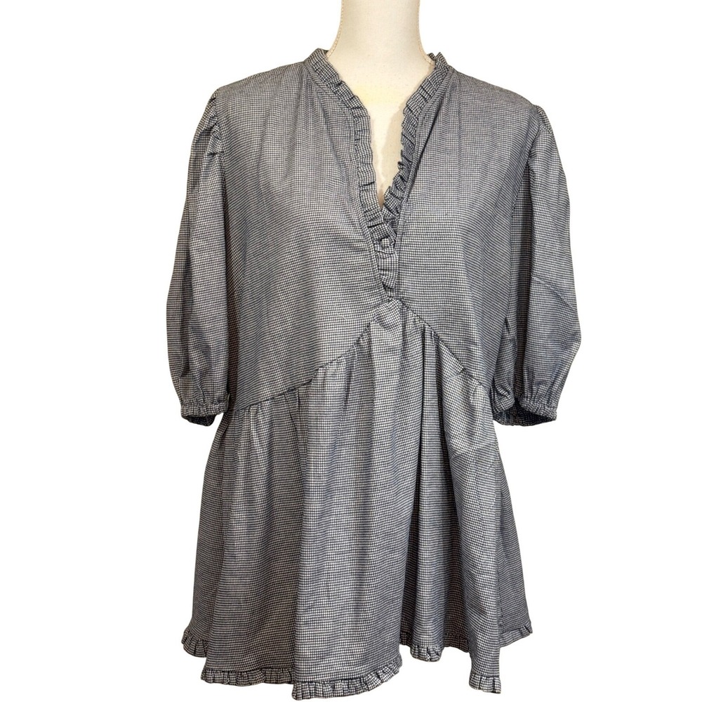 Harshman Aiya Blouse, houndstooth, feminine, cottagecore, romantic, artisan